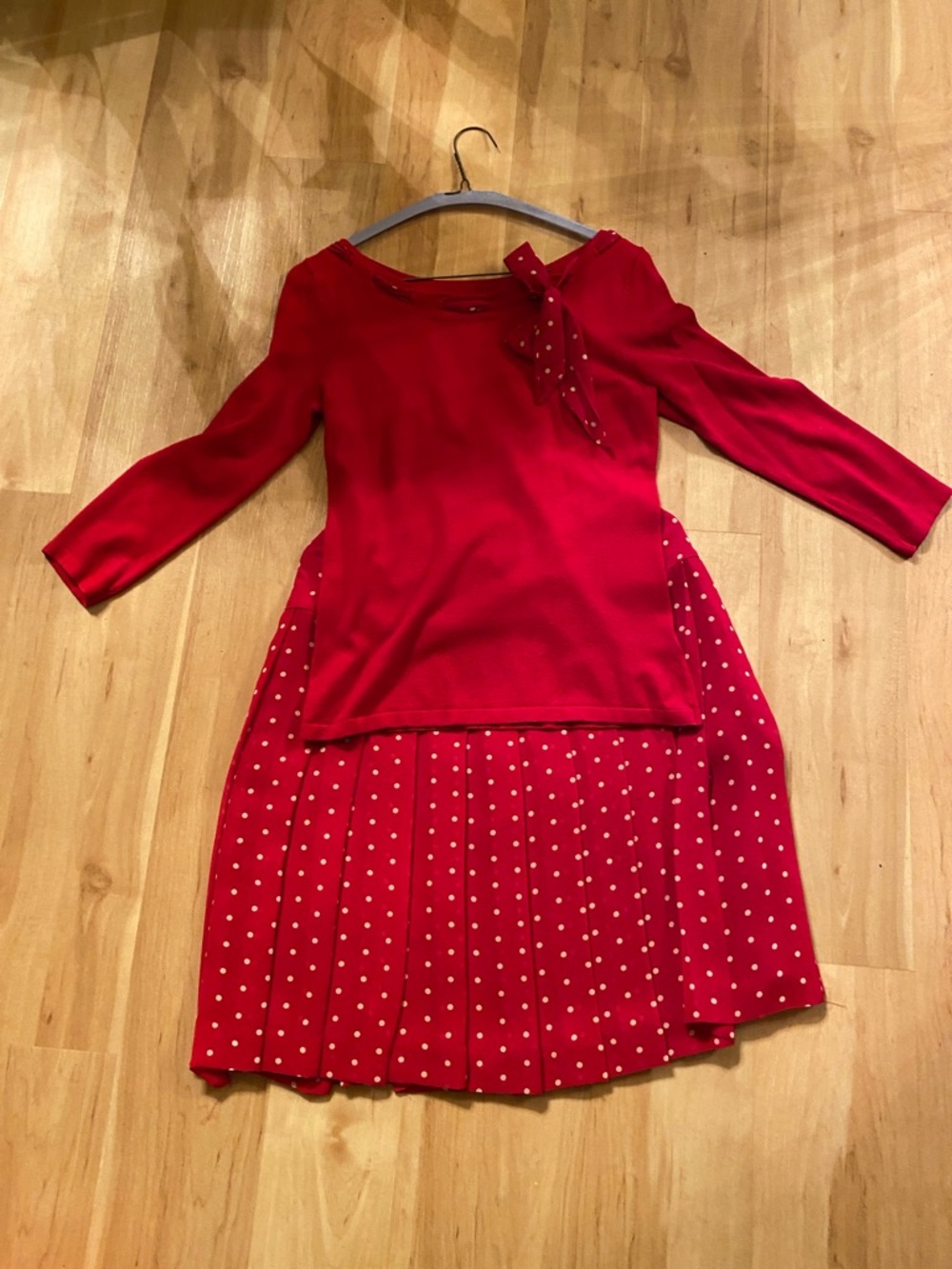 Red Polka Dot Bow Accent Sweater Set